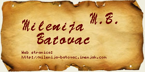 Milenija Batovac vizit kartica